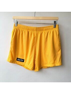 AWRY Varsity Mesh Athletic Running Training Shorts Yellow Men's Size M A164